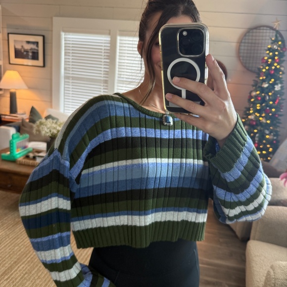 Green & Blue Striped Sweater - Picture 1 of 5